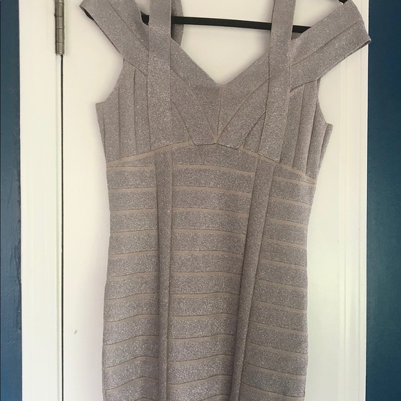 GUESS Gilded Beige Leyla Bandage Night Out Dress - Picture 5 of 8